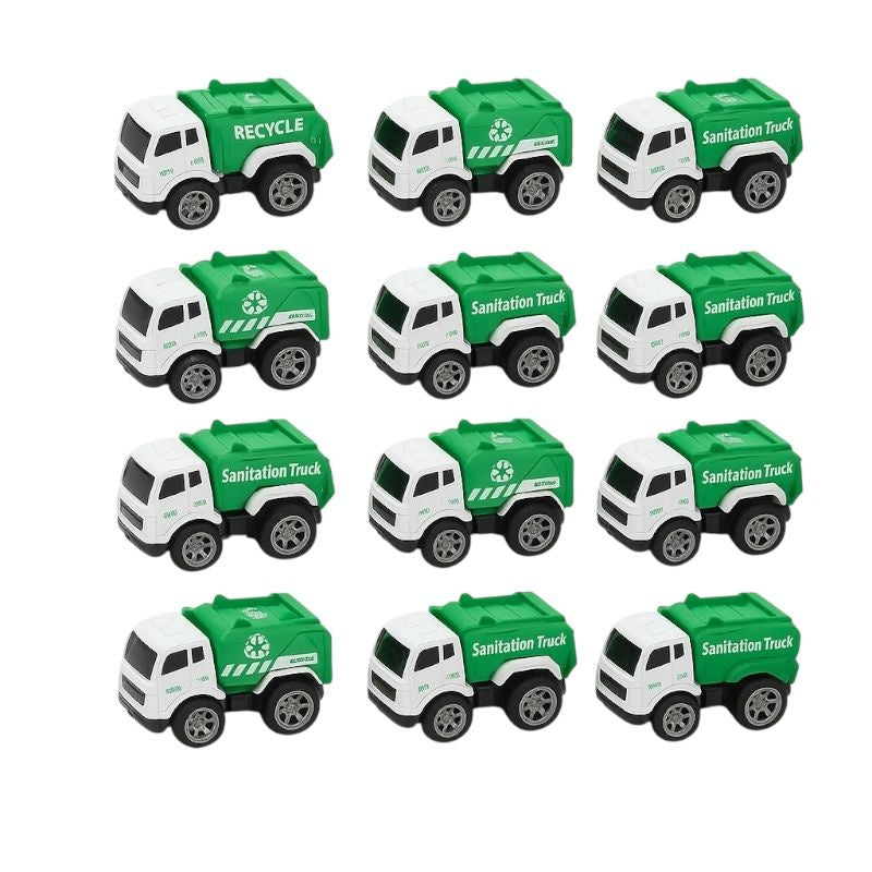 Set 9 masini de gunoi mecanice City Sanitation, jucarii copii 3+