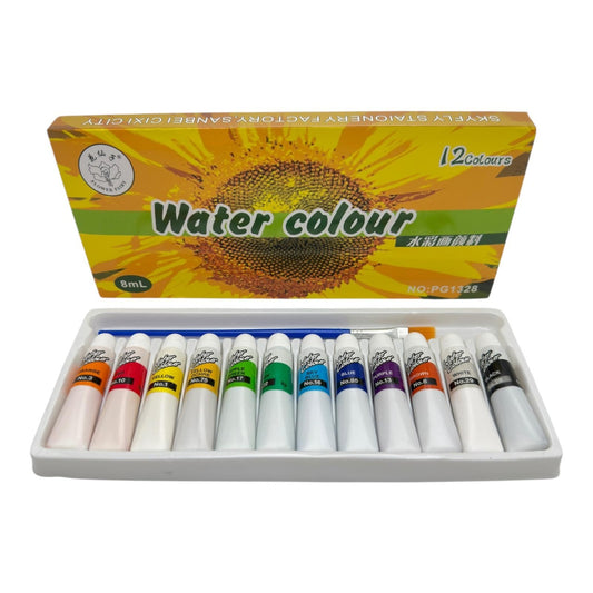 Set acuarele tempera 12 culori , vopsele intense pentru pictura si activitati creative,