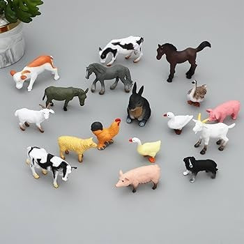 Set animale domestice in pahar cu figurina vaca, 12 piese, jucarie copii