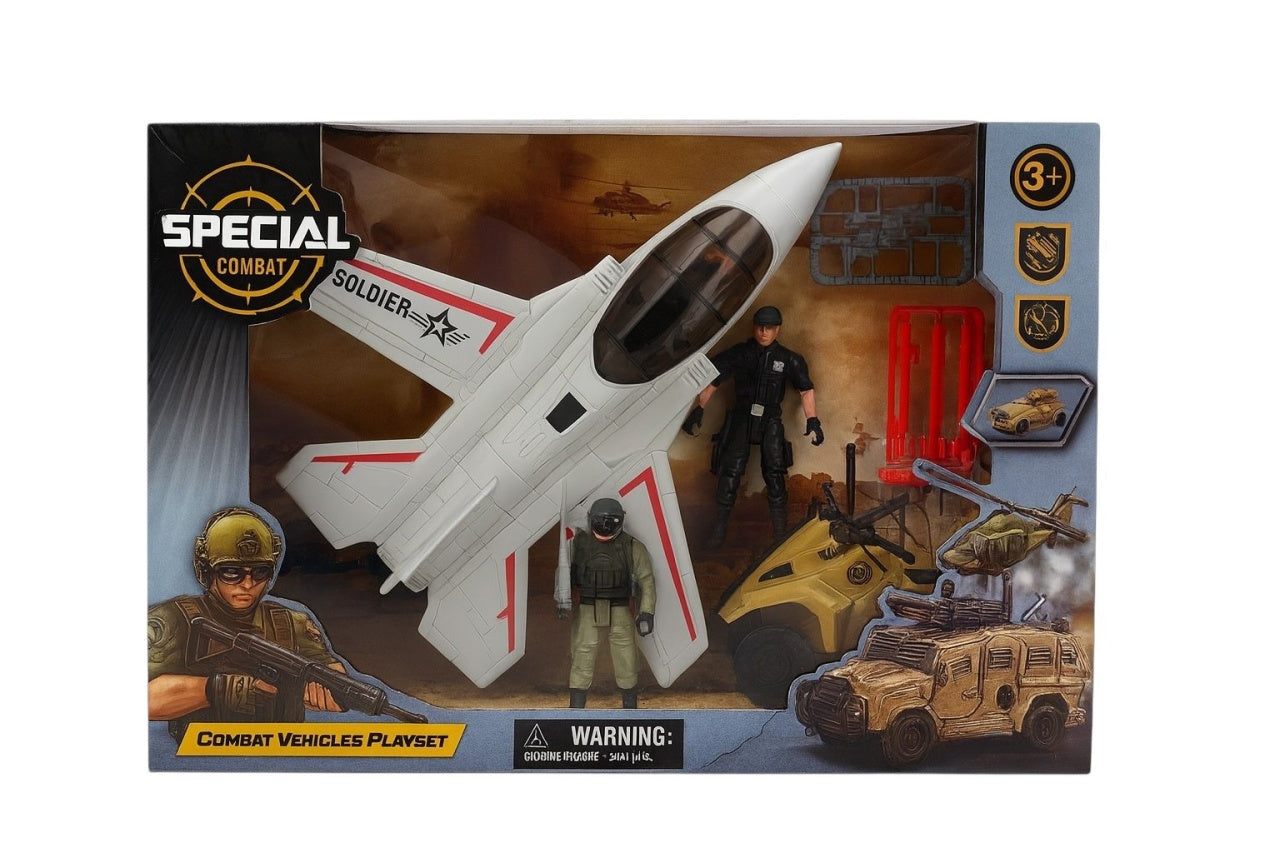 Set avion militar cu soldat si accesorii Special Combat , jucarie copii 3+