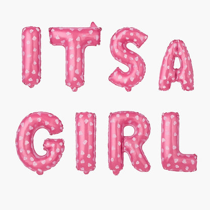 Set baloane folie IT S A GIRL roz 40 cm, 8 litere, decor botez si gender reveal