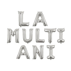 Set baloane folie LA MULTI ANI, argintiu, 40 cm, 10 litere, decor aniversar