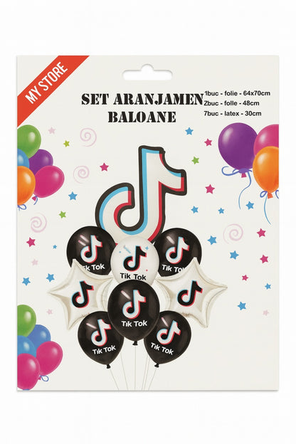 Set baloane TikTok pentru petreceri, folie si latex, 10 piese, decor aniversar