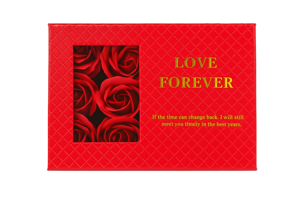 Set Cadou Luxury cu 6 Trandafiri din Sapun si Bratara Surprise, +PUNGA Love Forever