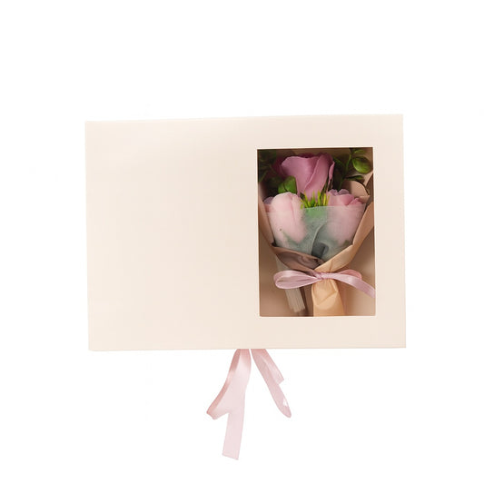 Set cadou premium roz 25x19x9.5 cm cu flori decorative si difuzor parfum, cutie eleganta + punga