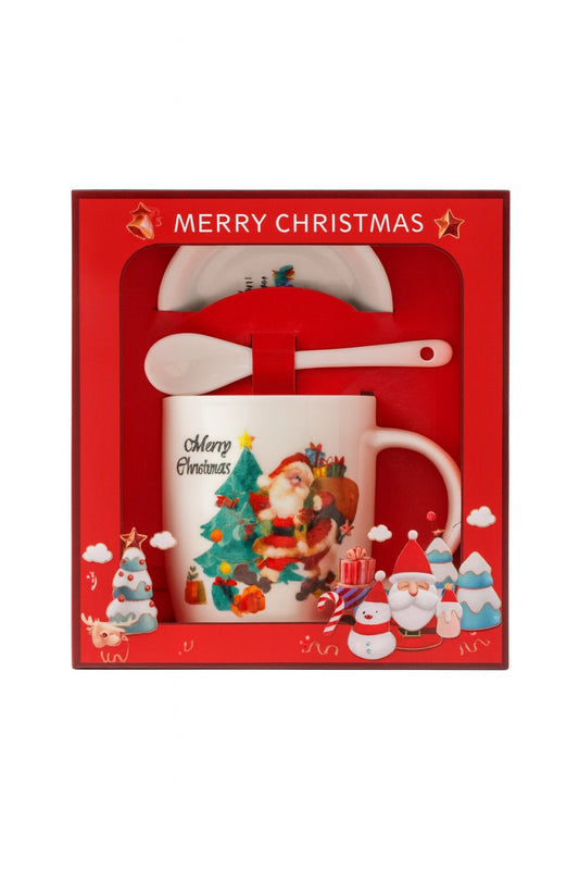 Set Cana Craciun cu Farfurioara si Lingurita , Merry Christmas Gift Box