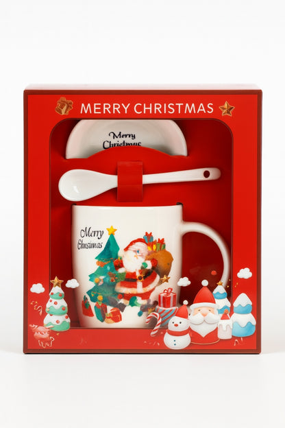 Set Cana Craciun cu Farfurioara si Lingurita , Merry Christmas Gift Box