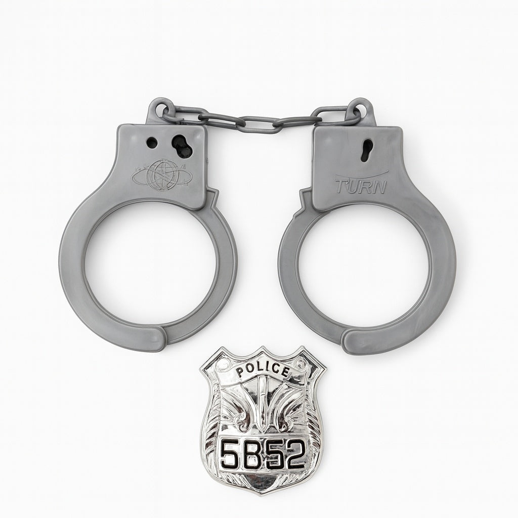 Set Catuse Jucarie cu Insigna Politie , 16x16 cm