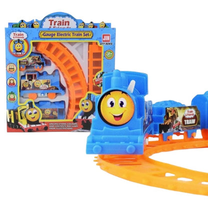 Set Circuit Tren cu Locomotivă și 2 Vagoane, Plastic, 40x26 cm, Baterii Incluse