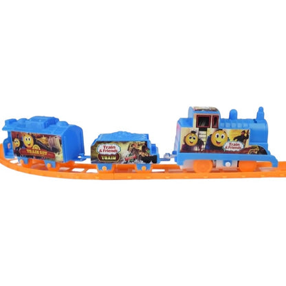 Set Circuit Tren cu Locomotivă și 2 Vagoane, Plastic, 40x26 cm, Baterii Incluse