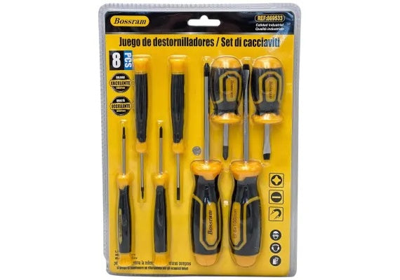 Set complet de surubelnite Bossram 8 piese cu maner ergonomic, calitate industriala pentru uz profesional si casnic,