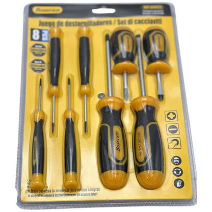 Set complet de surubelnite Bossram 8 piese cu maner ergonomic, calitate industriala pentru uz profesional si casnic,