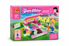 Set constructie copii tip blocuri casa Happy Holiday 90 piese
