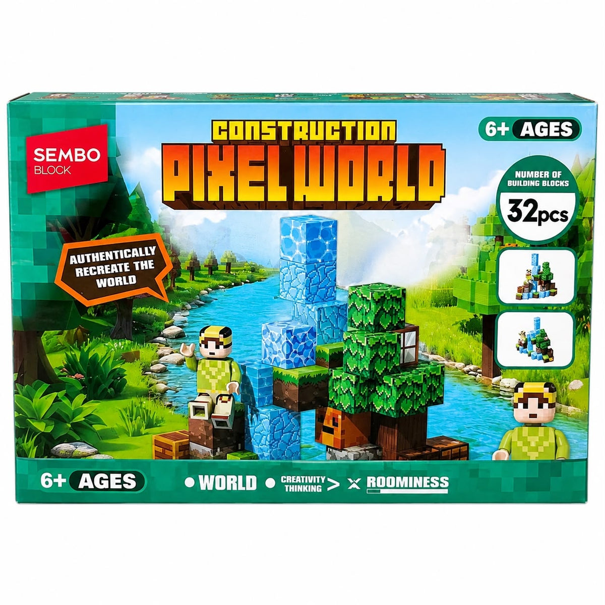 Set Constructie Cuburi Magnetice Pixel World 32 Piese – Joc de Construcție Magnetic, Blocuri Creative pentru Copii, model aleatoriu