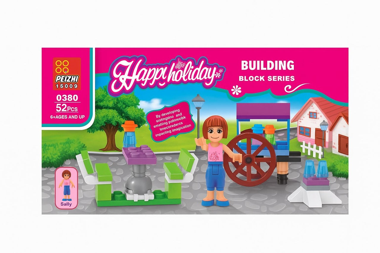 Set Constructie Happy Holiday pentru Fetite, 52 Piese, 19x9.5cm