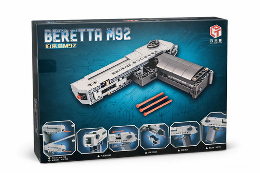 Set constructie tip pistol M92 cu proiectile din spuma si accesorii