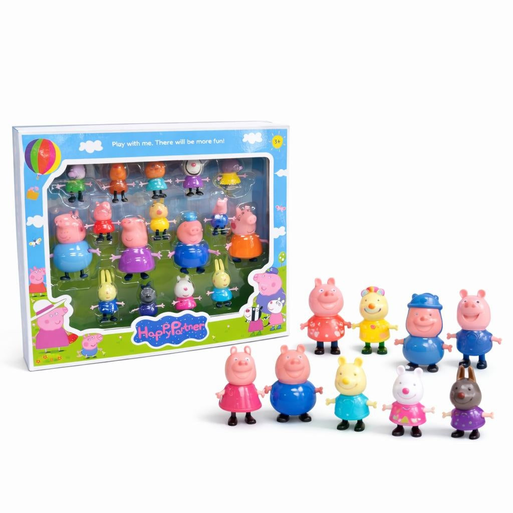 Set cu 16 figurine purcelusi nazdravani si prieteni, jucarii copii, multicolor