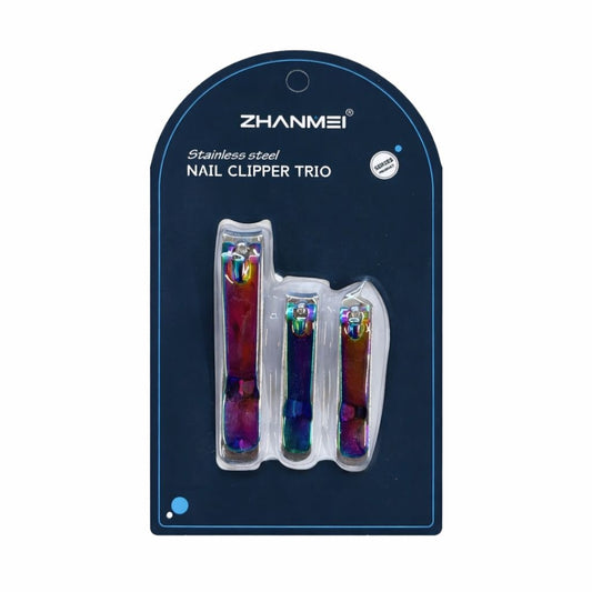 Set cu 3 Unghiere Profesionale ZHANMEI Nail Clipper Trio, Efect Rainbow, Otel Inoxidabil