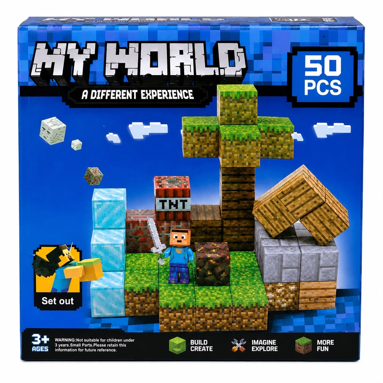 Set Cuburi Magnetice de Construcție 3D, 50 Piese, Joc Educativ pentru Copii 3+, Magneți Puternici