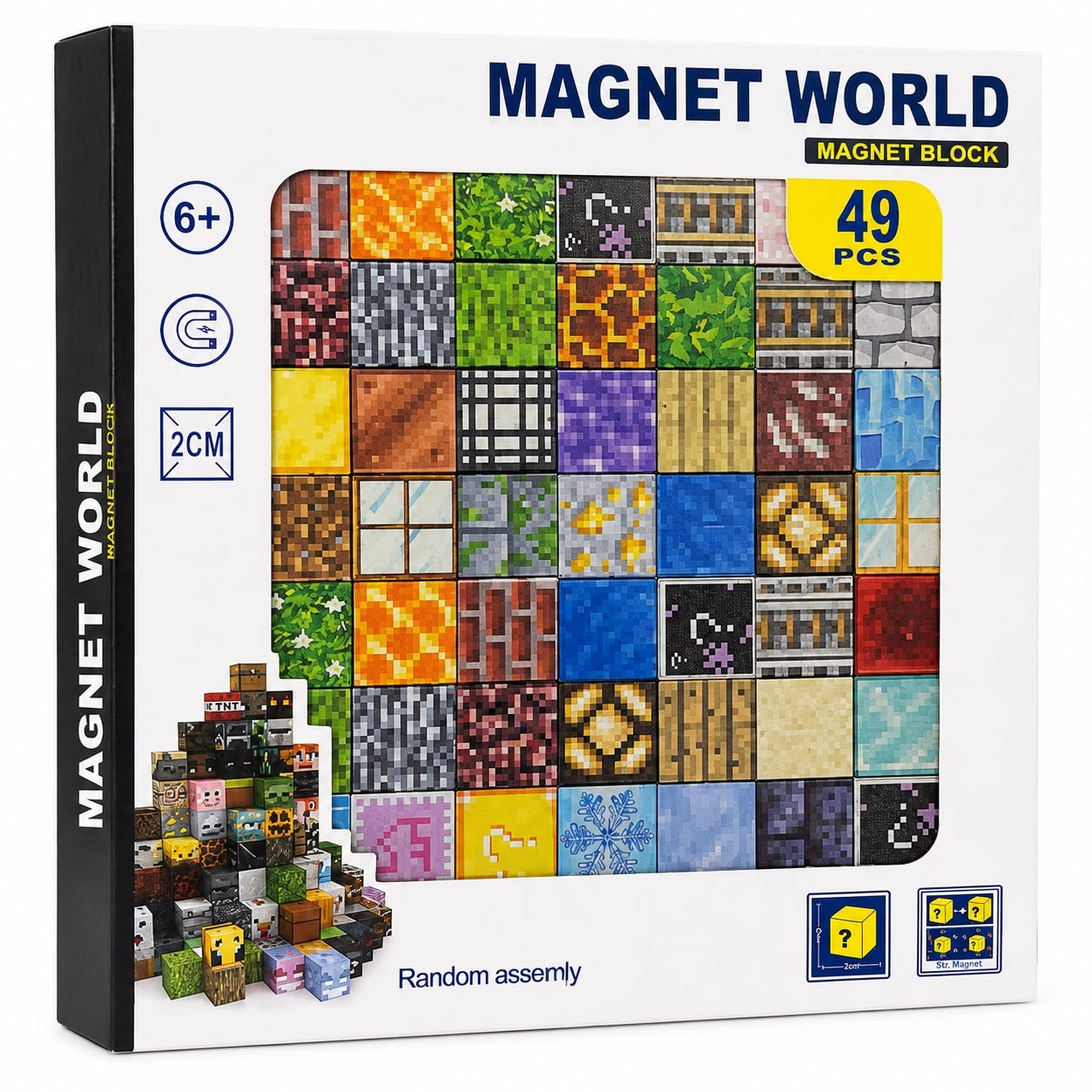 Set Cuburi Magnetice Magnet World, 49 Piese, 2 cm – Joc de Construcție 3D Educativ pentru Copii 6+