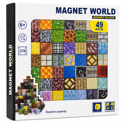 Set Cuburi Magnetice Magnet World, 49 Piese, 2 cm – Joc de Construcție 3D Educativ pentru Copii 6+