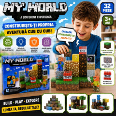 Set Cuburi Magnetice My World 32 Piese – Joc de Construcție Magnetic