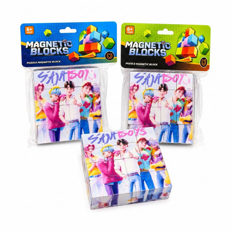 Set Cuburi Magnetice Puzzle 3D, 8 Cuburi Magnetice cu 8 Imagini Diferite, Joc Educativ pentru Copii