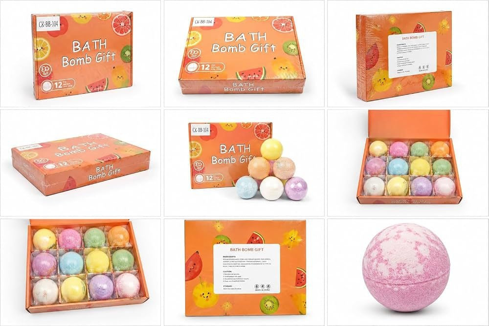 Set de 12 Bile Efervescente de Baie pentru Copii – Bombe de Baie Colorate, Cadou Distractiv