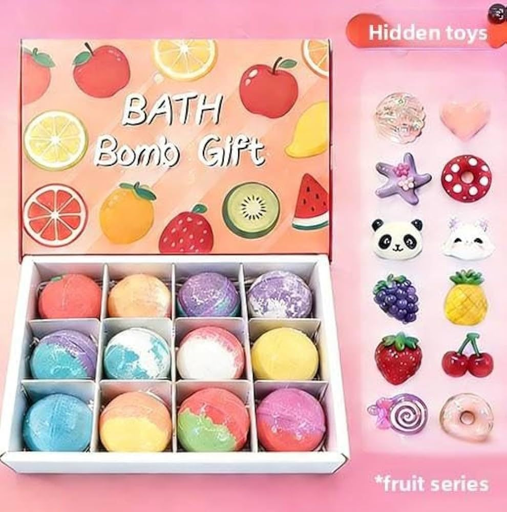 Set de 12 Bile Efervescente de Baie pentru Copii – Bombe de Baie Colorate, Cadou Distractiv