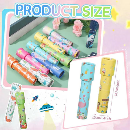Set de 12 Kaleidoscop pentru copii , modele animale unicorn, culori mixte