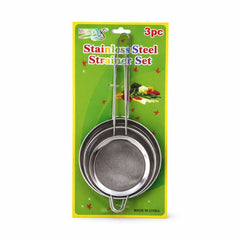 Set de 3 site bucatarie inox, strecuratoare metalica pentru faina, ceai si alimente