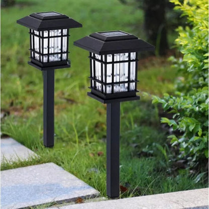 Set de 4 Lumini Solare LED pentru Grădină, Negre, din Plastic