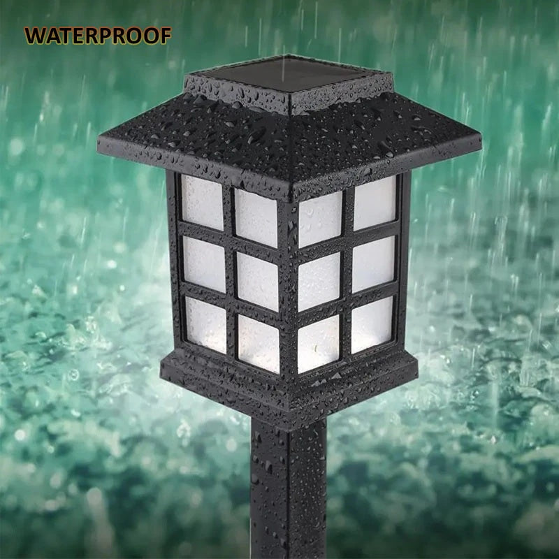Set de 4 Lumini Solare LED pentru Grădină, Negre, din Plastic