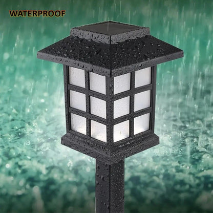 Set de 4 Lumini Solare LED pentru Grădină, Negre, din Plastic