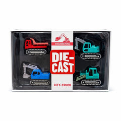 Set de 4 vehicule constructii, metal die-cast, 5-7 cm, diverse culori