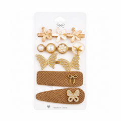 Set de 5 Clame de Păr , model fluturi si perle, Accesorii Elegante