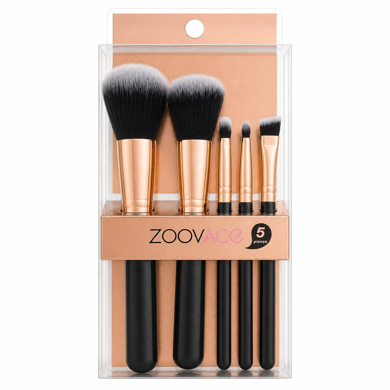 Set de 5 Pensule Machiaj , negru – Pensule Profesionale pentru Față, Ochi și Contur
