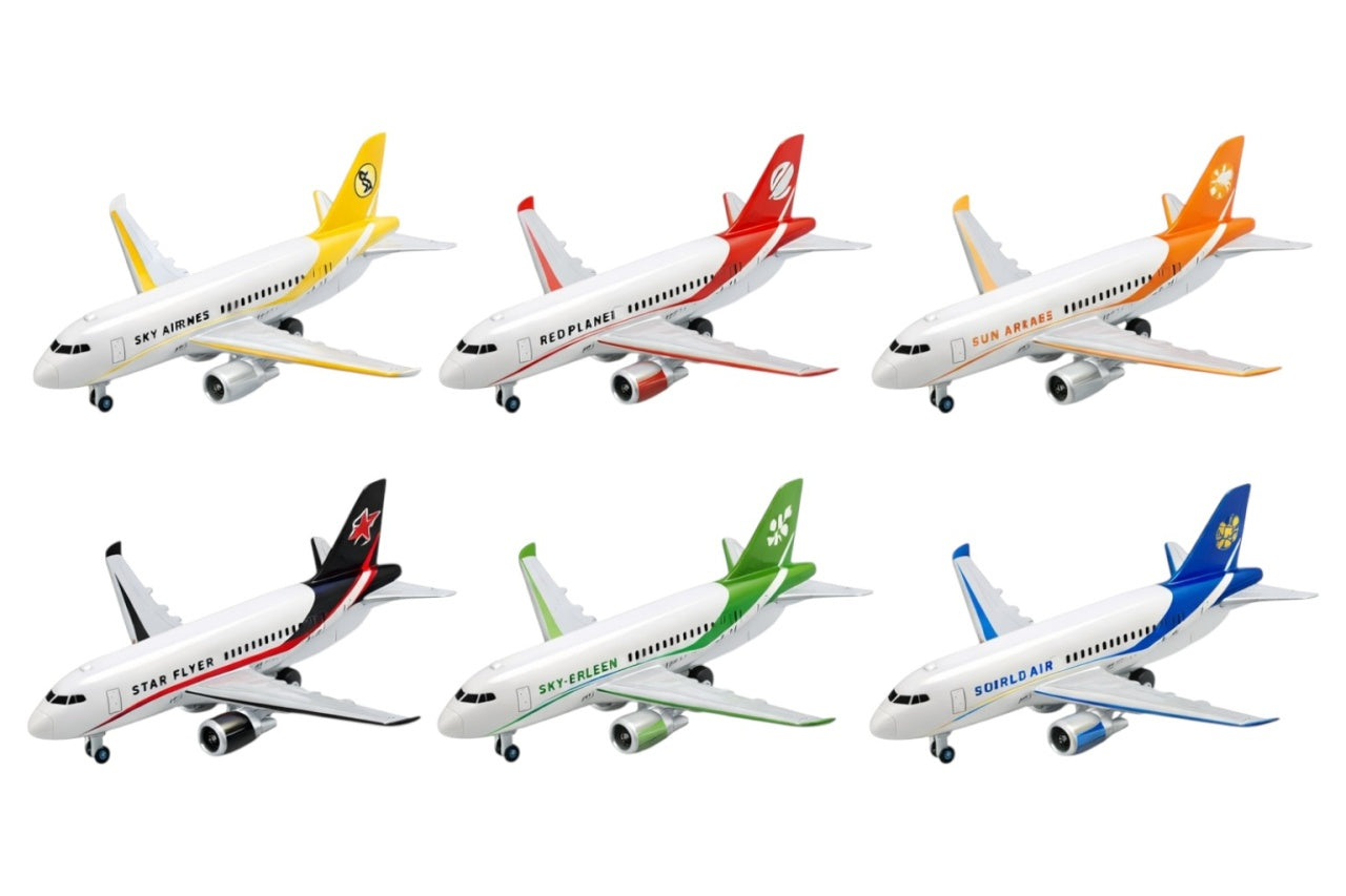 Set de 6 Avioane de Jucărie cu Inerție, Metal și Plastic, Diverse Culori