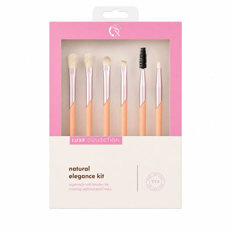 Set de 6 Pensule Profesionale Machiaj Luxe Collection Roz – Peri Ultra-Moi și Design Elegant