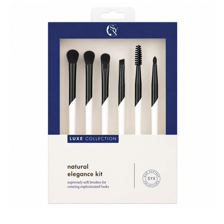 Set de 6 Pensule Profesionale pentru Machiaj Luxe Collection – Peri Ultra-Moi, Design Elegant Albastru Închis