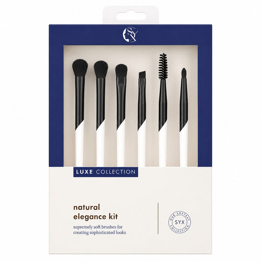 Set de 6 Pensule Profesionale pentru Machiaj Luxe Collection – Peri Ultra-Moi, Design Elegant Albastru Închis