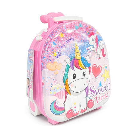 Set de infrumusetare pentru fetite tip troler cu accesorii, unicorn roz