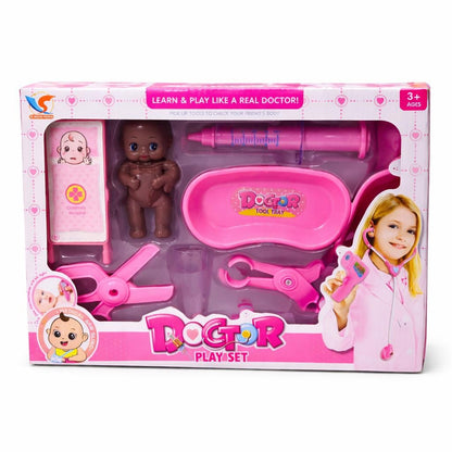 Set de joacă doctor copii, trusă medicală din plastic, joc de rol educativ, roz