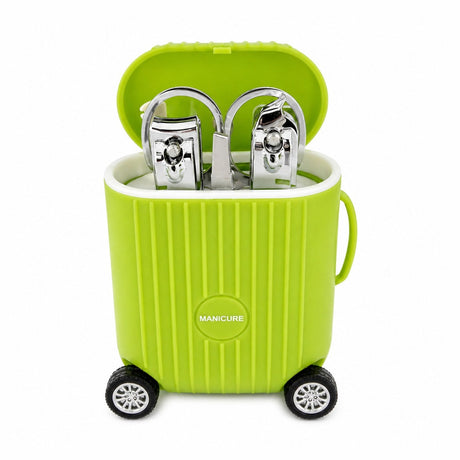Set de Manichiură Profesional cu Husă Troller Verde – Kit Portabil pentru Îngrijirea Unghiilor