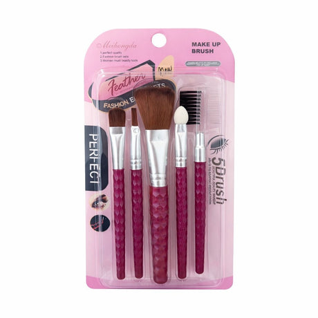Set de pensule de machiaj , 5 piese, peri sintetici, diverse culori
