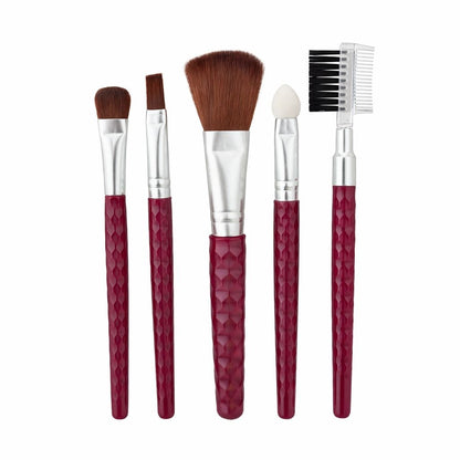 Set de pensule de machiaj cu mâner roz, 5 piese, peri sintetici