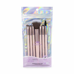 Set de pensule machiaj profesionale, 7 bucăți, fibre sintetice moi, culori mov și roz