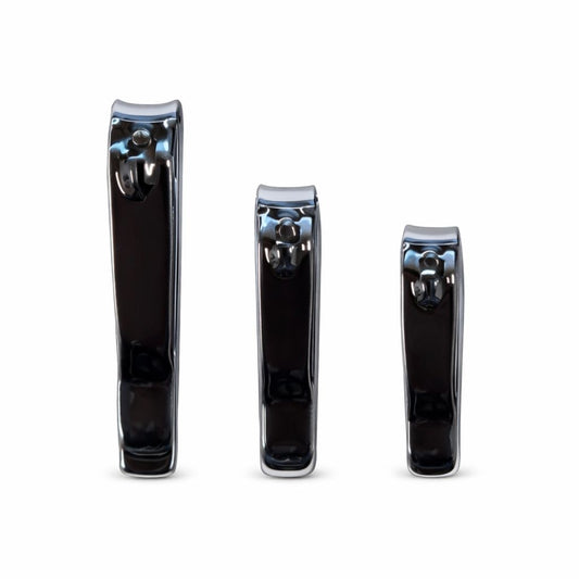 Set de unghiere din oțel inoxidabil, 3 piese, negru