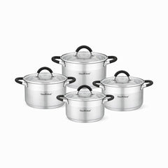 Set de vase de gătit din oțel inoxidabil, 4 piese, culoare HR121-1, ideal pentru orice bucătărie