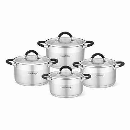 Set de vase de gătit din oțel inoxidabil, 4 piese, culoare HR121-1, ideal pentru orice bucătărie